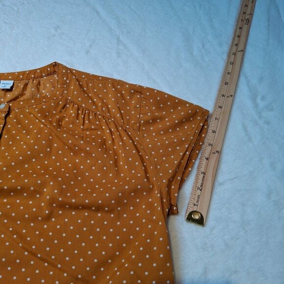 Old Navy Polka Dot Blouse Sz M Button Down Modal Blend Retro 50s Cottagecore - Picture 14 of 15